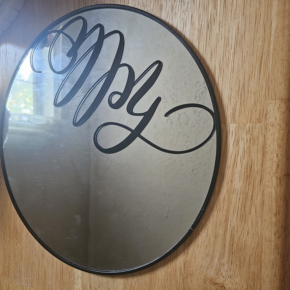 Round Mirror with 'Hello' Script - Picture 2 of 3